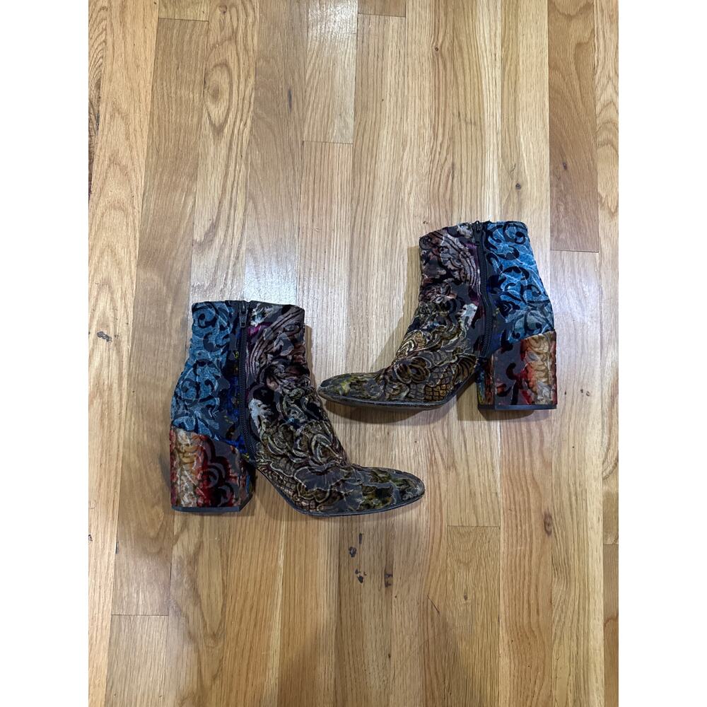 STRATEGIA Velvet Brocade Patchwork Boho Festival Ankle Boots Whimsygoth 39.5 - Picture 5 of 10